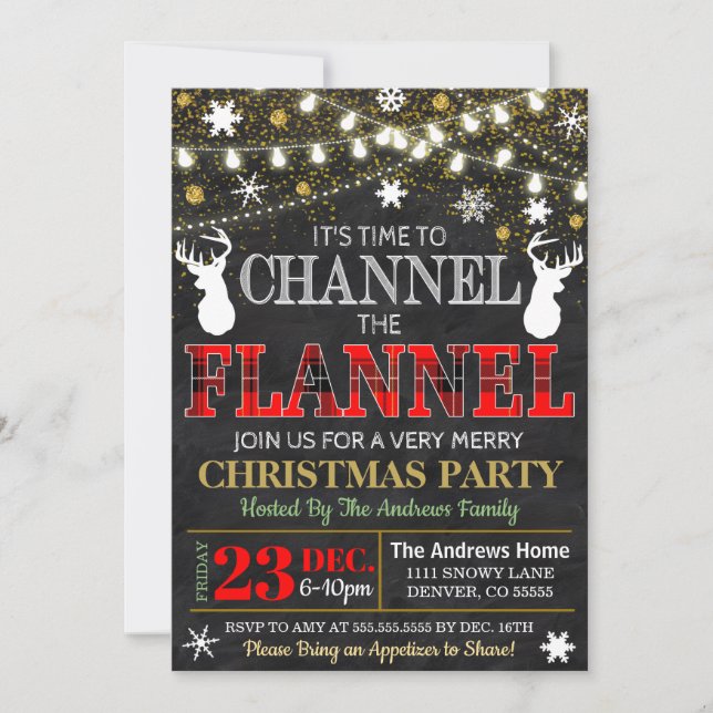 Invitation Chantez l'invitation de Noël de la Flannel (Devant)