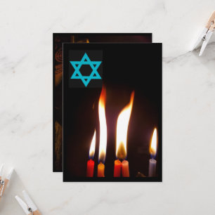 Invitation Chanukah flammes de bougie, Étoile de David Invita