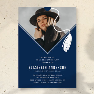 Invitation Chapeau à glands bleus Photo Fête de remise des di