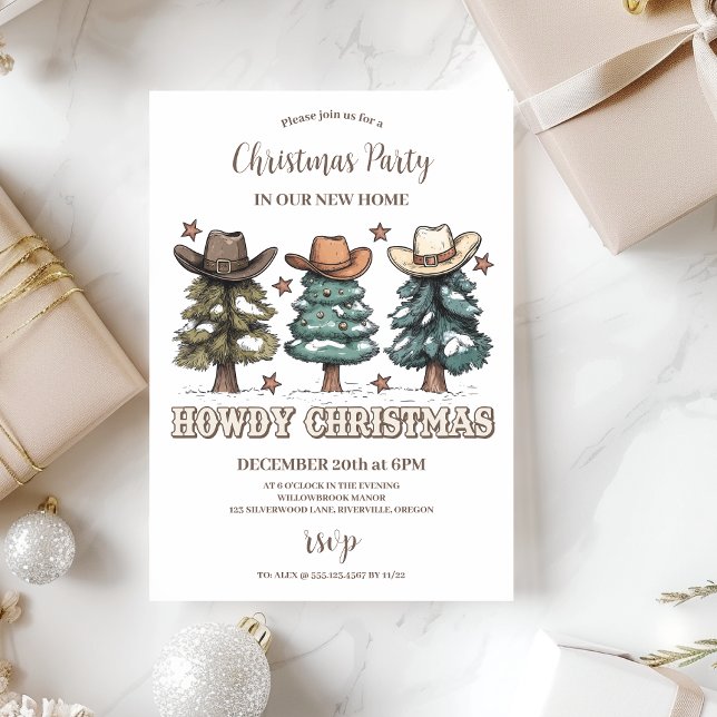Invitation Chapeau de cowboy Noël rustique Howdy (Créateur téléchargé)