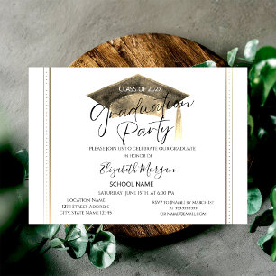 Invitation Chapeau de graduation à cadre chic Graduation