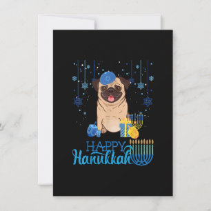 Invitation Chapeau de menorah pour chien juif pug Chanukah Ha