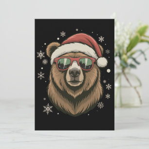 Invitation Chapeau de Père Noël d'ours grizzly drôle amateur 