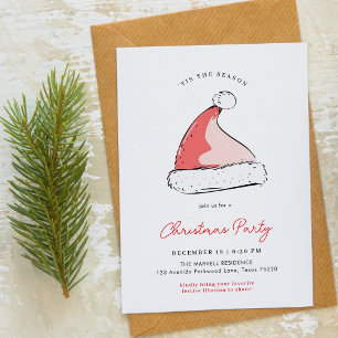 Invitation Chapeau de Père Noël Moderne Fête de Noël