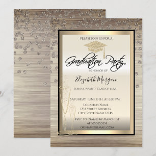 Invitation Chapeau de remise des diplômes chic, Diamants de v