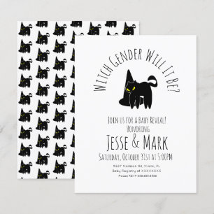 Invitation Chapeau de Sorcière Chat Halloween Automne Révélat