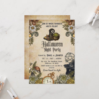 Invitation Chapeau de sorcière épouvantable vintage Halloween
