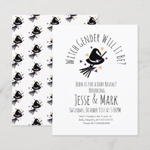 Invitation Chapeau de Sorcière et Balai Halloween Automne Rév
