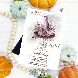 Invitation Chapeau de sorcière floral lune Halloween douche d
