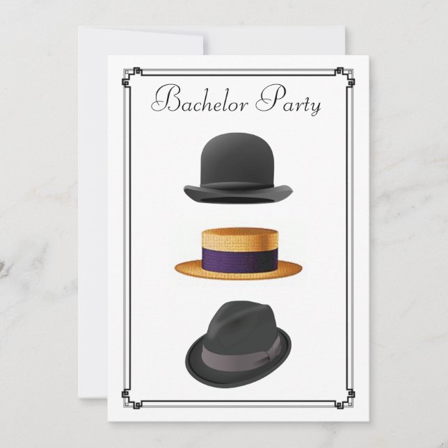 Invitation Chapeau Fedora en paille élégant pour enterrement  (Devant)