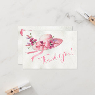 Invitation Chapeau floral rose Derby note de remerciement de