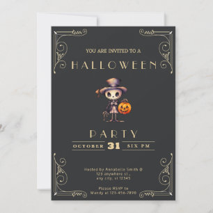 Invitation Chapeau haut de forme de goule noir et or Hallowee