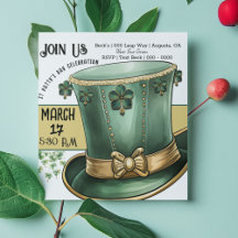 Chapeau haut de forme de lutin vert et or pour la 