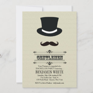Invitation Chapeau Haut de Forme et Moustache