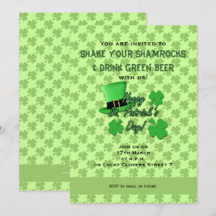 Invitation Chapeau haut vert Shamrock St. Patricks Day Invita