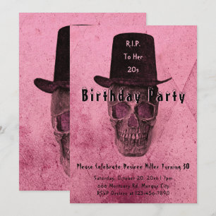 Invitation Chapeau haut Vintage rose RIP à ses 20 ans