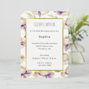 Invitation Chapeaux Crème Rubans Violets Anniversaire