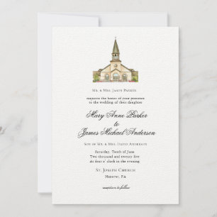 Invitation Chapelle aquarelle Mariage chrétien