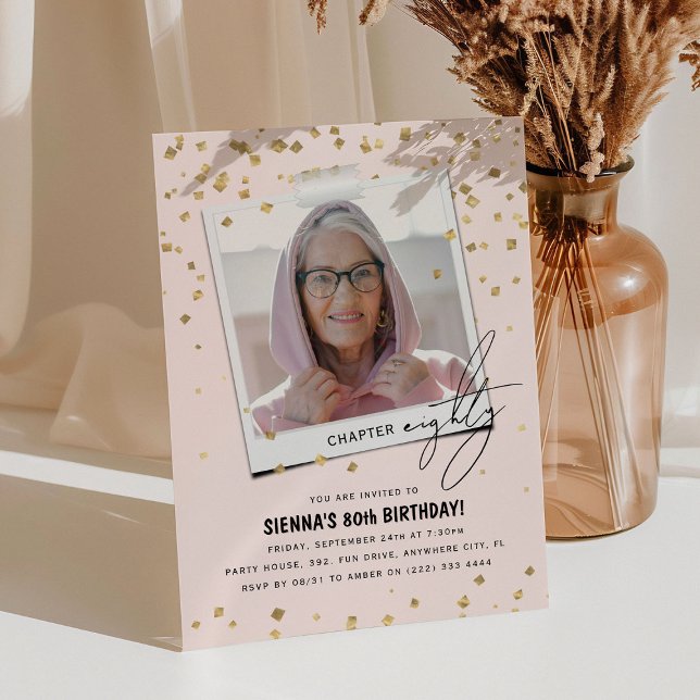 Invitation Chapitre Quatre-vingts Amusement Photo moderne 80e (Créateur téléchargé)