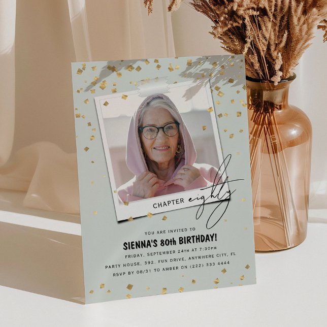 Invitation Chapitre Quatre-vingts Amusement Photo moderne 80e (Créateur téléchargé)