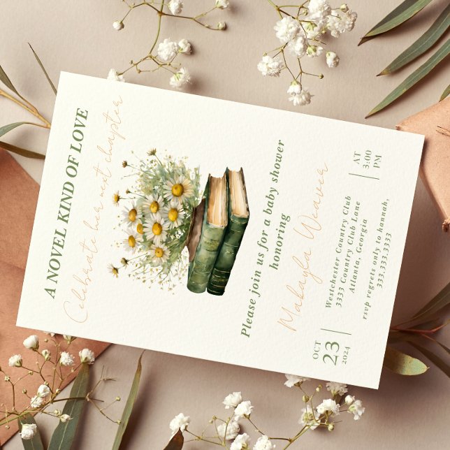 Invitation Chapitre suivant Boho livre Lover baby shower flor (Créateur téléchargé)