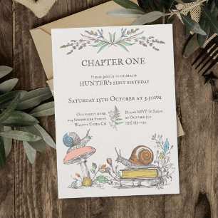 Invitation Chapitre Un bébé tourne UN escargots bois