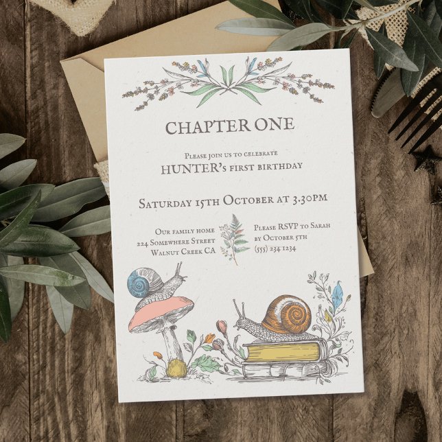 Invitation Chapitre Un bébé tourne UN escargots bois (Créateur téléchargé)