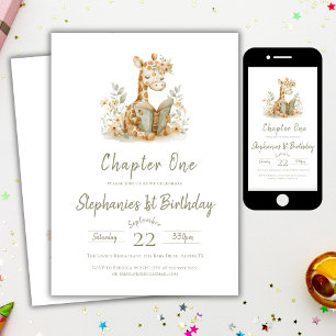 Invitation Chapitre Un Fête d'anniversaire livresque vert sau