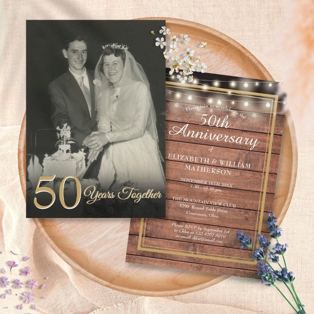 Invitation Chaque année Ensemble Rustique Mariage Anniversair (Créateur téléchargé)