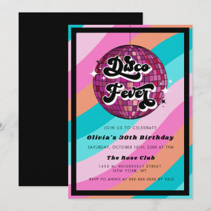 Invitation Chaque année Retro Disco Ball rose Anniversaire In
