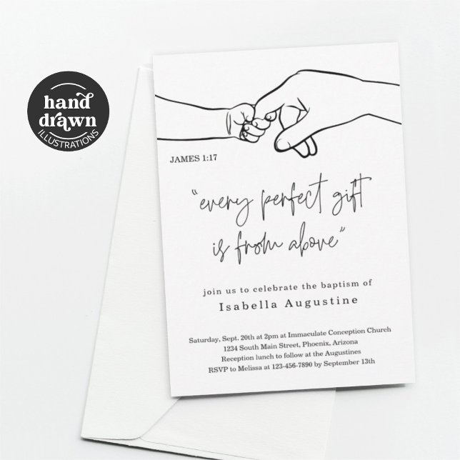 Invitation Chaque cadeau parfait Baptême / Christening (Créateur téléchargé)