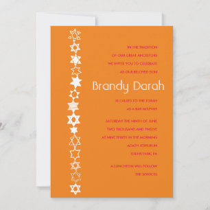 Invitation CHAQUE ÉTOILE EST UNIQUE Bar Bat mitzvah Invitatio