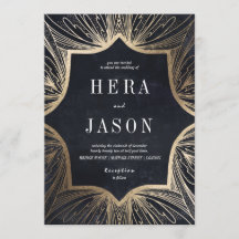 Charbon et or Faux Art Nouveau invitation,