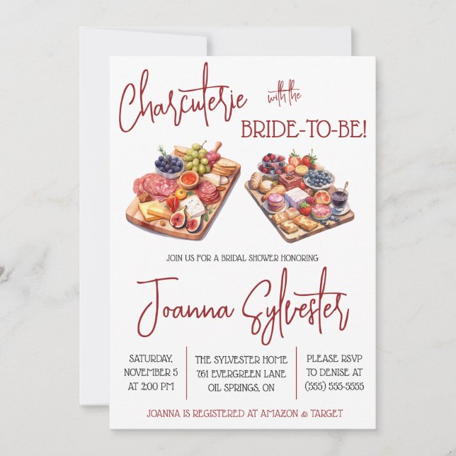 Invitation Charcuterie avec la future mariée ! Fête des marié (Devant)
