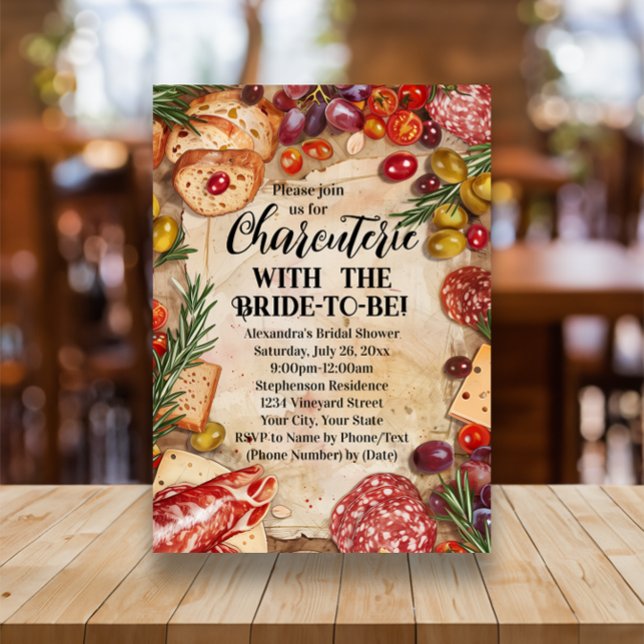 Invitation Charcuterie avec la mariée pour être Fête des mari (charcuterie with the bride to be bridal shower invitation)