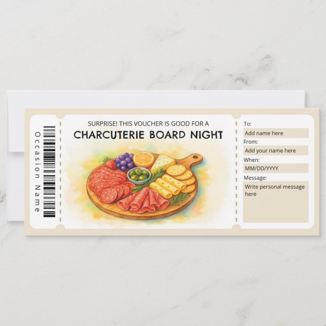Invitation Charcuterie Board Night Gift Certificate (Devant)