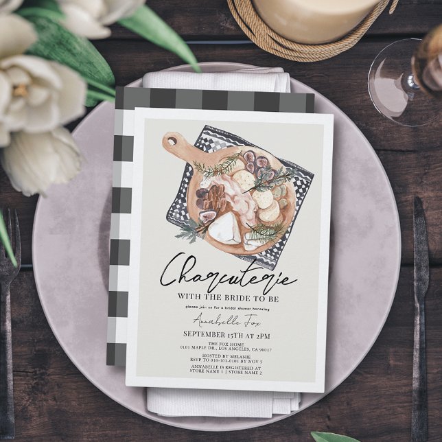 Invitation Charcuterie Commission Black En vichy Fête des mar (Créateur téléchargé)