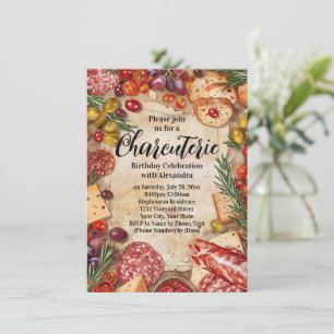 Invitation Charcuterie Filles Nuit Anniversaire ou Dégustatio