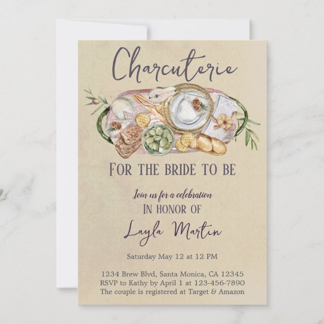 Invitation Charcuterie Pour L'Épouse À Être La Fête Du Consei (Devant)