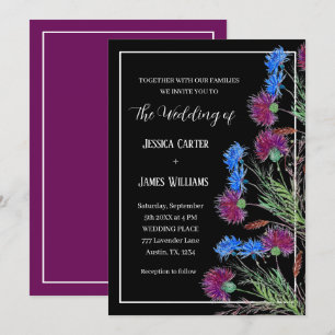 Invitation Chardon Cornflowers Aquarelle Rustique Mariage