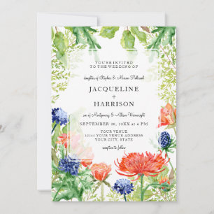 Invitation Chardon orange de corail de maman d'aquarelle