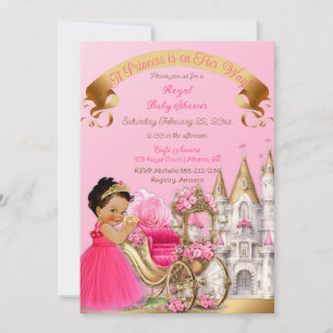 Invitation Chariot de Château de Princesse Royale Rose Or Fil