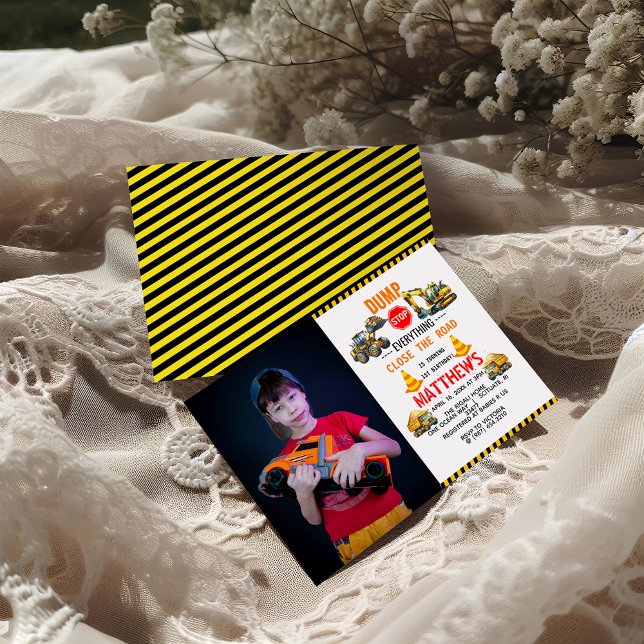 Invitation Chariot de construction 1ère fête d'anniversaire (Créateur téléchargé)