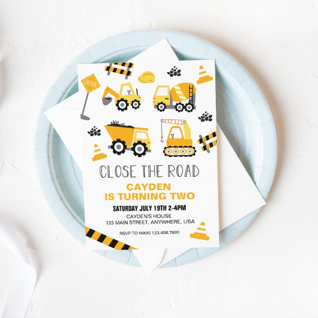 Invitation Chariot de construction Anniversaire (Créateur téléchargé)