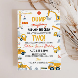 Invitation Chariot de construction Anniversaire