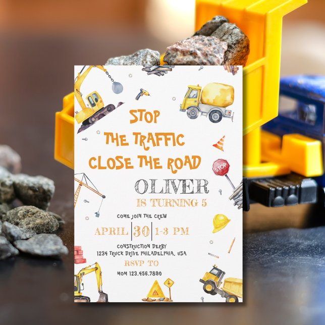Invitation Chariot de construction Boy Fête d'anniversaire (Créateur téléchargé)