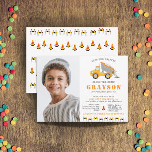 Invitation Chariot de construction Trucks Digger fête d'anniv