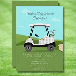 Invitation Chariot de golf avec des pancakes pour le brunch d