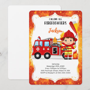 Invitation Chariot de pompiers modifiable Anniversaire