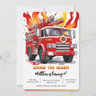 Invitation Chariot de pompiers modifiable Anniversaire
